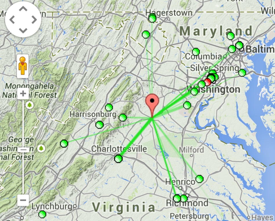Cenral Virginia TV Station Map